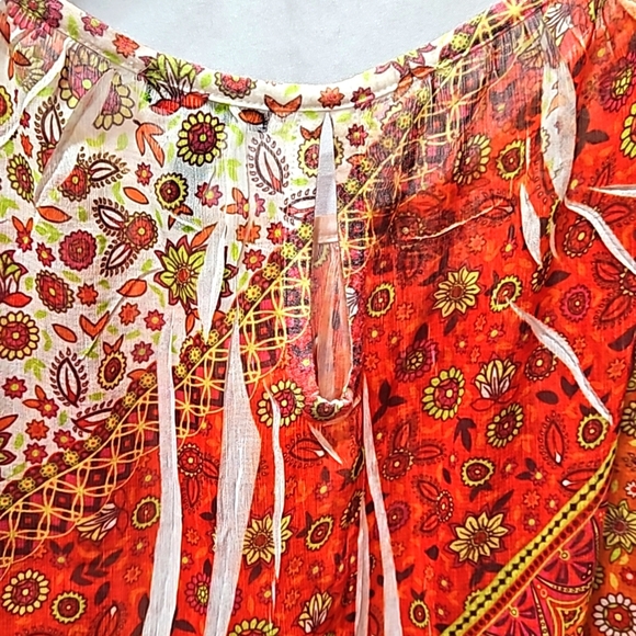 Fang Multi-Colored  Sheer Top Sz Medium - Picture 6 of 6